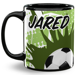 Soccer 11 Oz Coffee Mug - Black (Personalized)