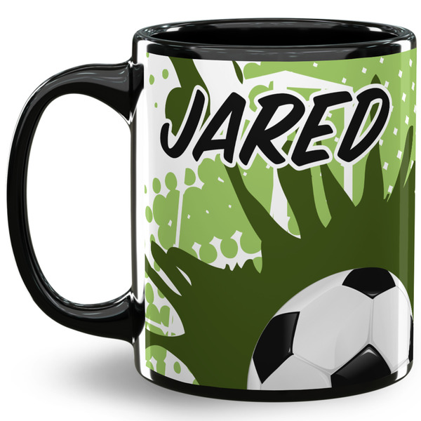 Custom Soccer 11 Oz Coffee Mug - Black (Personalized)