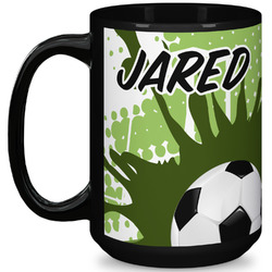 Soccer 15 Oz Coffee Mug - Black (Personalized)