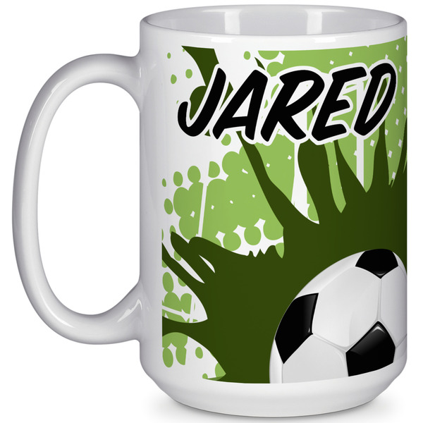 Custom Soccer 15 Oz Coffee Mug - White (Personalized)