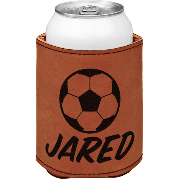 Custom Soccer Leatherette Can Sleeve - Double Sided (Personalized)