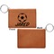 Soccer Cognac Leatherette Keychain ID Holders - Front Apvl