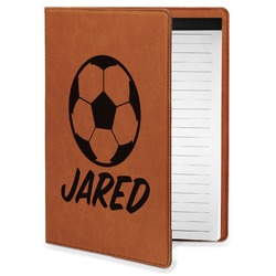 Soccer Leatherette Portfolio with Notepad - Small - Double Sided (Personalized)