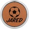 Soccer Leatherette Round Coaster w/ Silver Edge (Personalized)