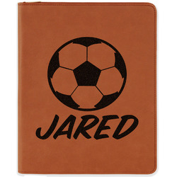 Soccer Leatherette Zipper Portfolio with Notepad (Personalized)