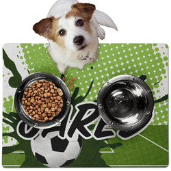 Soccer Dog Food Mat - Medium w/ Name or Text