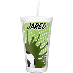 Soccer Double Wall Tumbler with Straw (Personalized)