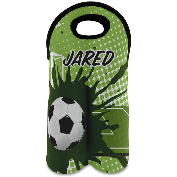 Custom Soccer Wine Tote Bag (2 Bottles) (Personalized)