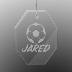 Soccer Engraved Glass Ornament - Octagon (Personalized)