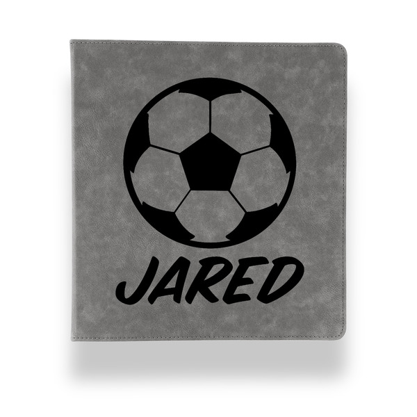 Custom Soccer Leather Binder - 1" - Grey (Personalized)