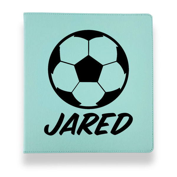 Custom Soccer Leather Binder - 1" - Teal (Personalized)