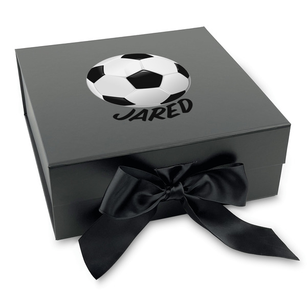 Custom Soccer Gift Box with Magnetic Lid - Black (Personalized)