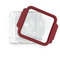 Soccer Glass Cake Dish - FRONT w/lid  (8x8)