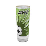 Soccer 2 oz Shot Glass -  Glass with Gold Rim - Set of 4 (Personalized)