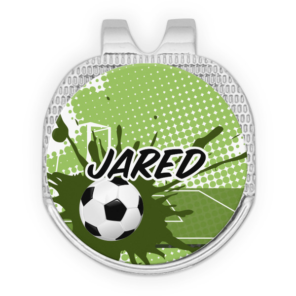 Custom Soccer Golf Ball Marker - Hat Clip - Silver