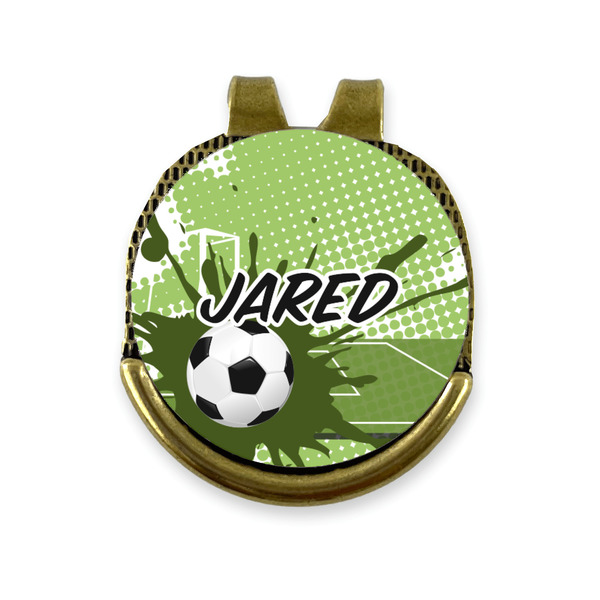 Custom Soccer Golf Ball Marker - Hat Clip - Gold