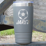 Soccer 20 oz Stainless Steel Tumbler - Grey - Double Sided (Personalized)