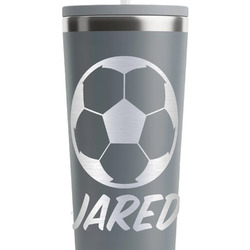 Soccer RTIC Everyday Tumbler with Straw - 28oz - Grey - Double-Sided (Personalized)