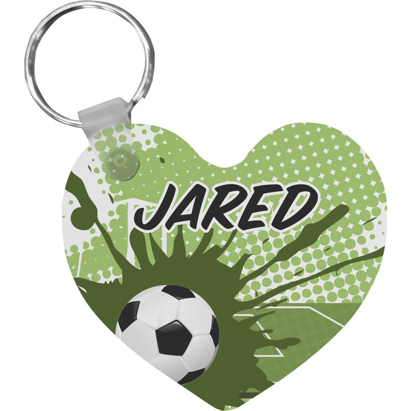 Custom Soccer Heart Plastic Keychain w/ Name or Text