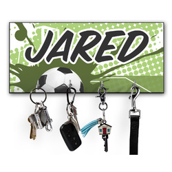 Soccer Key Hanger w/ 4 Hooks w/ Name or Text