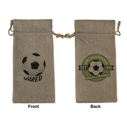 Soccer Large Burlap Gift Bag - Front & Back (Personalized)