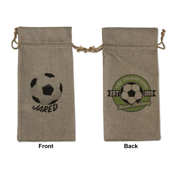 Custom Soccer Large Burlap Gift Bag - Front & Back (Personalized)