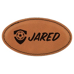 Soccer Leatherette Oval Name Badge with Magnet (Personalized)