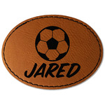 Soccer Faux Leather Iron On Patch - Oval (Personalized)