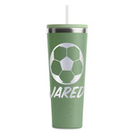 Soccer RTIC Everyday Tumbler with Straw - 28oz - Light Green - Single-Sided (Personalized)