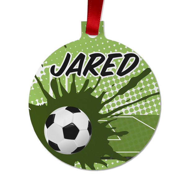 Custom Soccer Metal Ball Ornament - Double Sided w/ Name or Text