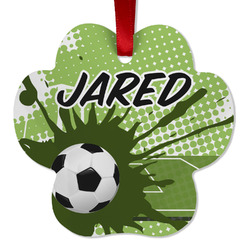 Soccer Metal Paw Ornament - Double Sided w/ Name or Text