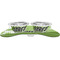 Soccer Metal Pet Bowls - On Dog Bone Shaped Mat