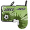 Soccer Neoprene Oven Mitt and Pot Holder Set - Left