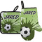 Soccer Neoprene Oven Mitt and Pot Holder Set