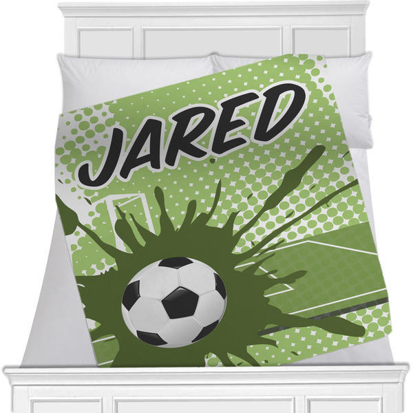 Custom Soccer Minky Blanket - Toddler / Throw - 60"x50" - Single Sided (Personalized)