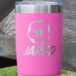 Soccer 20 oz Stainless Steel Tumbler - Pink - Single Sided (Personalized)
