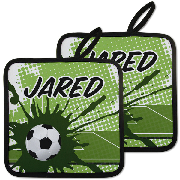 Custom Soccer Pot Holders - Set of 2 w/ Name or Text