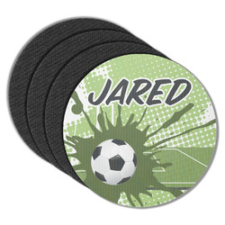 Soccer Round Rubber Backed Coasters - Set of 4 (Personalized)