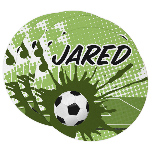 Custom Soccer Round Paper Coasters w/ Name or Text