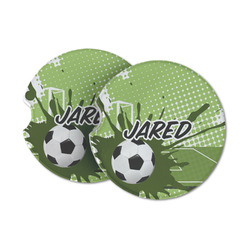 Soccer Sandstone Car Coasters - Set of 2 (Personalized)
