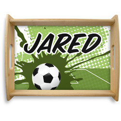 Soccer Natural Wooden Tray - Large (Personalized)