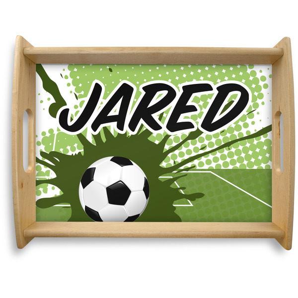 Custom Soccer Natural Wooden Tray - Large (Personalized)