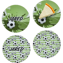 Soccer Set of 4 Glass Appetizer / Dessert Plate 8" (Personalized)