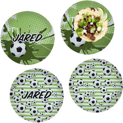 Soccer Set of 4 Glass Lunch / Dinner Plate 10" (Personalized)