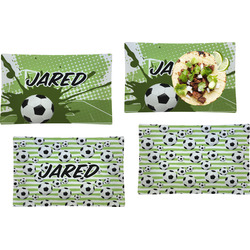 Soccer Set of 4 Glass Rectangular Lunch / Dinner Plate (Personalized)
