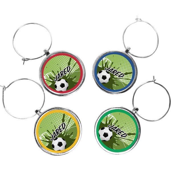 Custom Soccer Wine Charms (Set of 4) (Personalized)