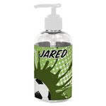 Soccer Plastic Soap / Lotion Dispenser (8 oz - Small - White) (Personalized)