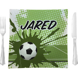 Soccer Glass Square Lunch / Dinner Plate 9.5" (Personalized)