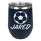 Soccer Stainless Wine Tumblers - Navy - Double Sided - Front