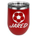 Soccer Stemless Stainless Steel Wine Tumbler - Red - Double Sided (Personalized)